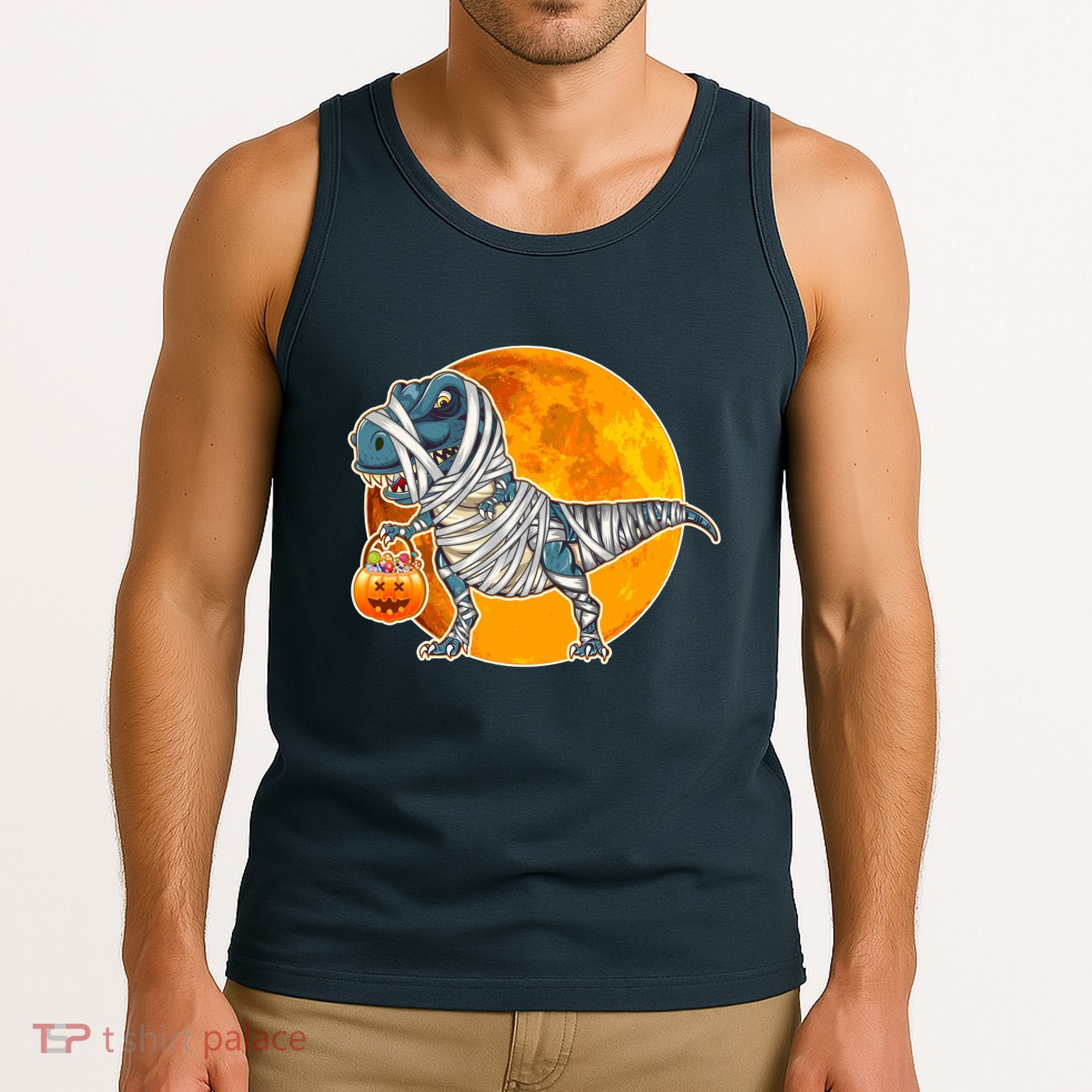 Funny Halloween Mummy TRex Tank Top