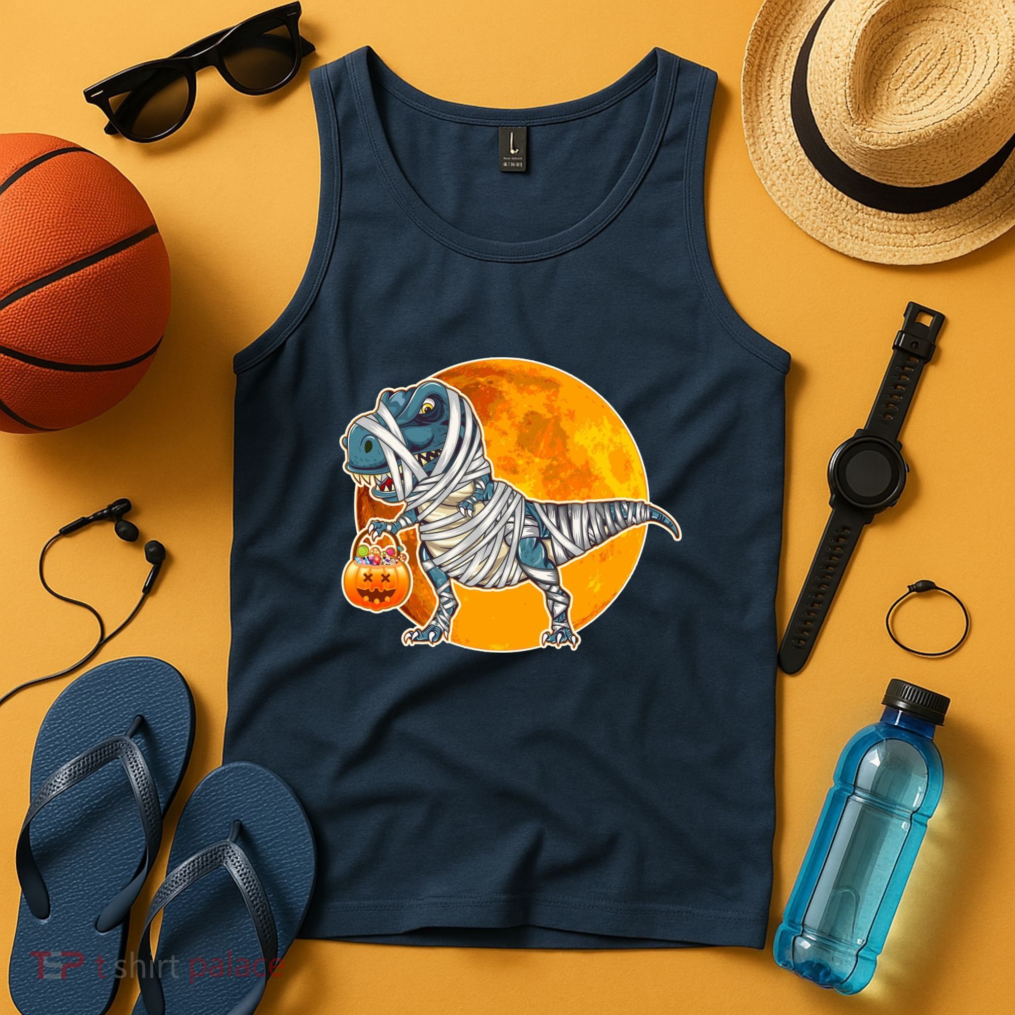 Funny Halloween Mummy TRex Tank Top