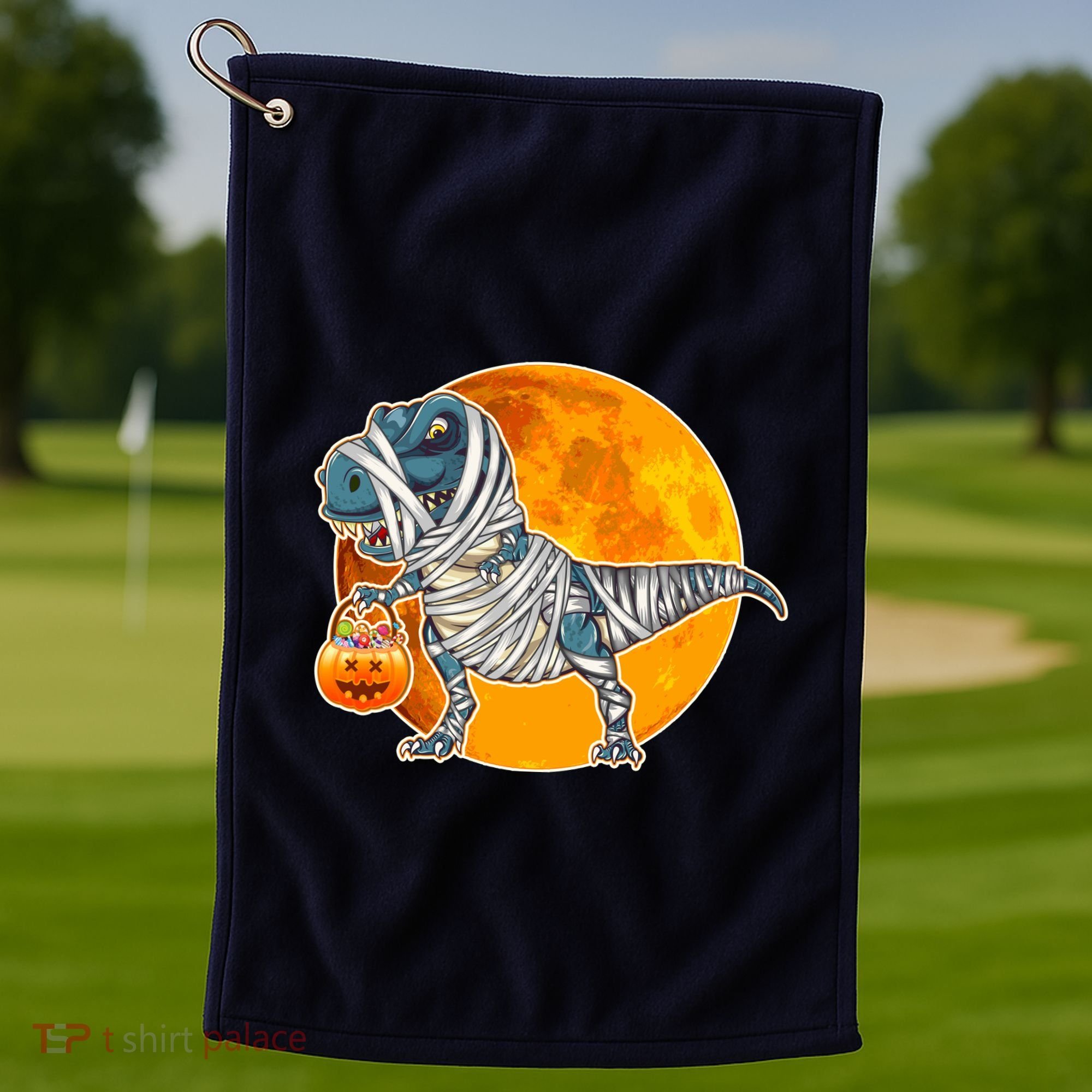 Funny Halloween Mummy TRex Golf Towel