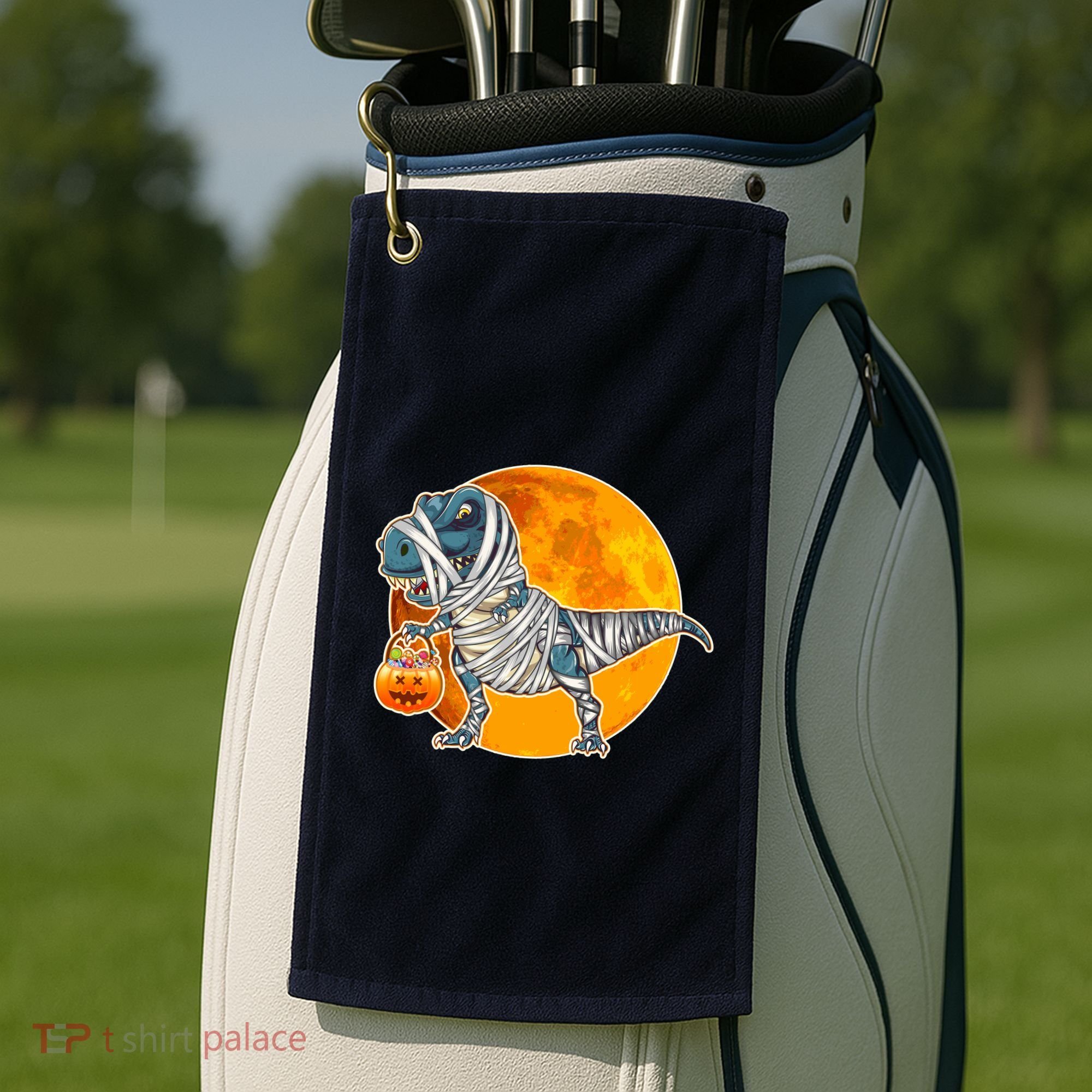 Funny Halloween Mummy TRex Golf Towel