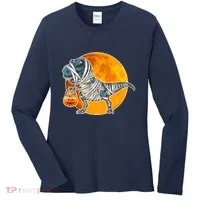 Funny Halloween Mummy TRex Women's Long Sleeve Shirt thumb 0