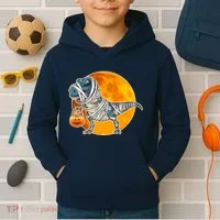 Funny Halloween Mummy TRex Kids Hoodie thumb 2