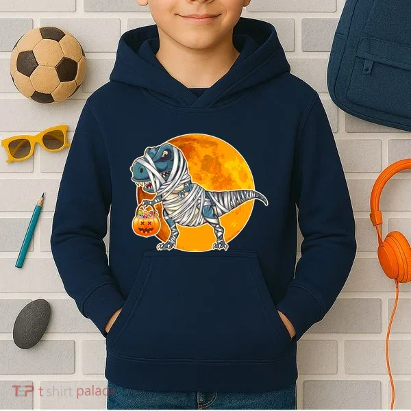 Funny Halloween Mummy TRex Kids Hoodie