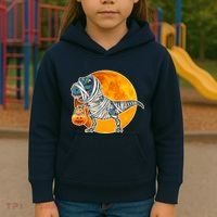 Funny Halloween Mummy TRex Kids Hoodie thumb 3