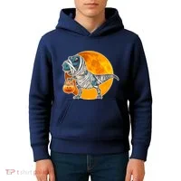 Funny Halloween Mummy TRex Kids Hoodie thumb 4