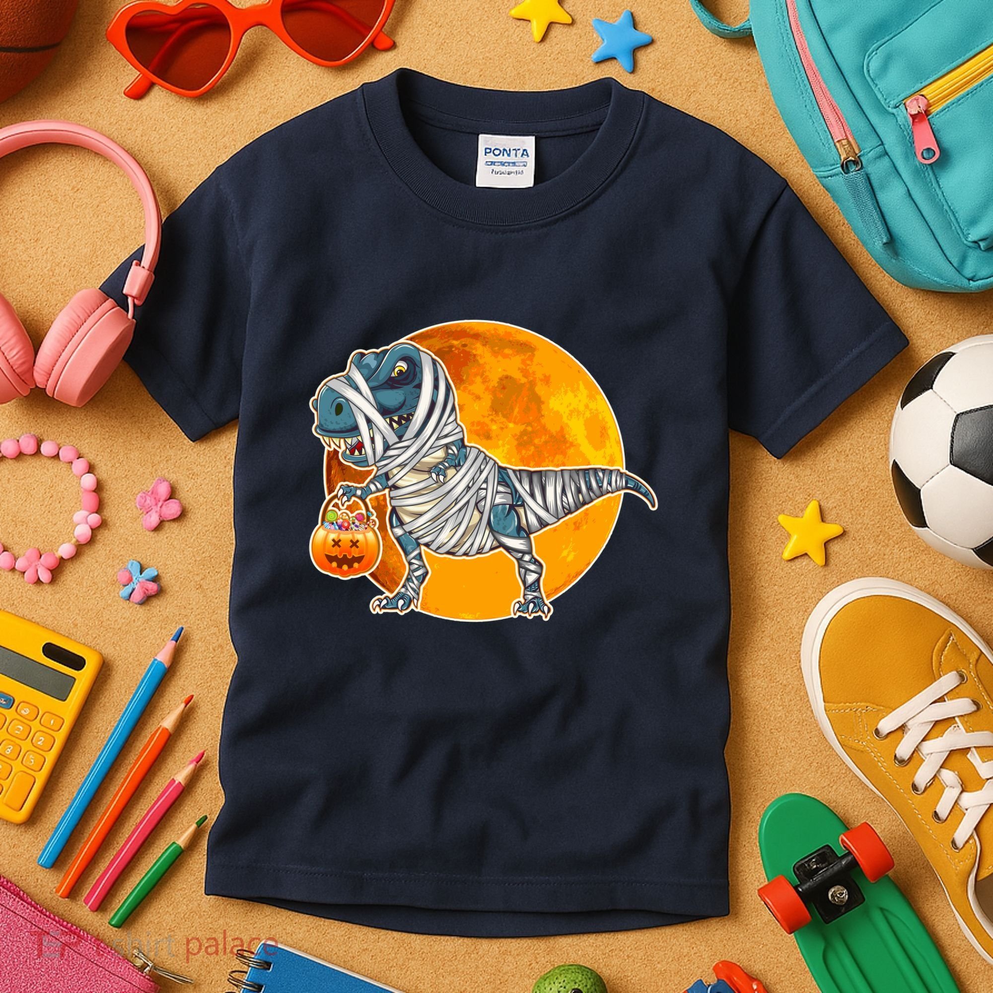 Funny Halloween Mummy TRex Kids T-Shirt