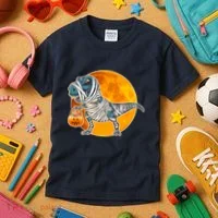 Funny Halloween Mummy TRex Kids T-Shirt thumb 3