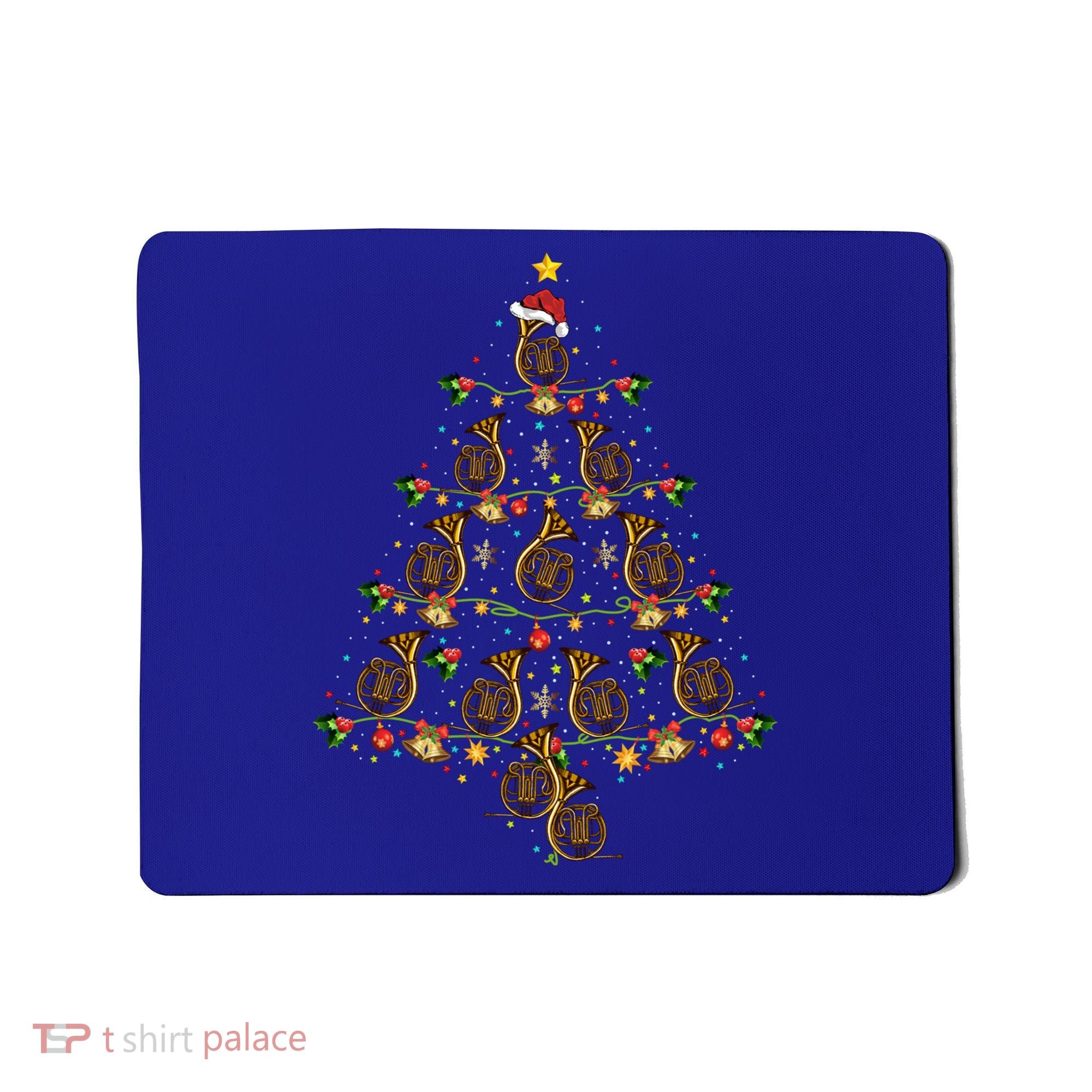 French Horn Music Lover Xmas Gift French Horn Christmas Tree Great Gift Mousepad