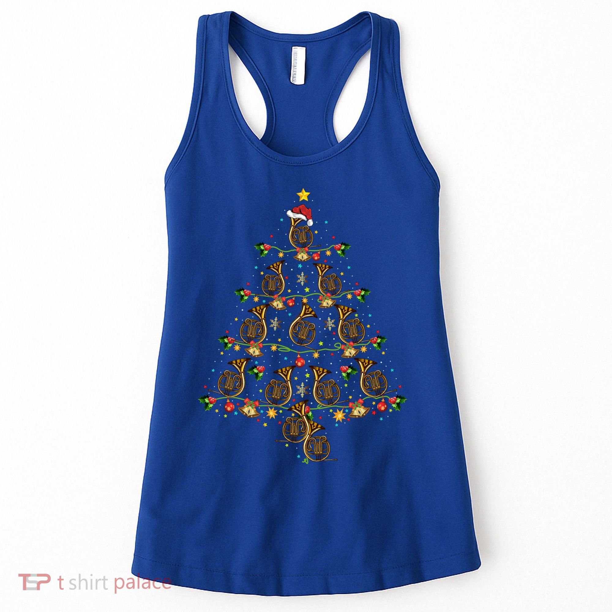 French Horn Music Lover Xmas Gift French Horn Christmas Tree Great Gift Women's Tank Top