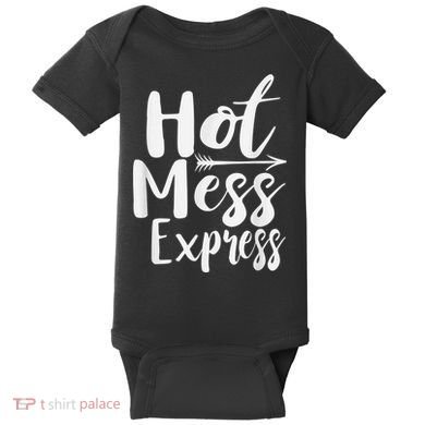 Funny Hot Mess Express Life Status Baby Bodysuit