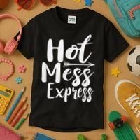 Funny Hot Mess Express Life Status Kids T-Shirt thumb 3