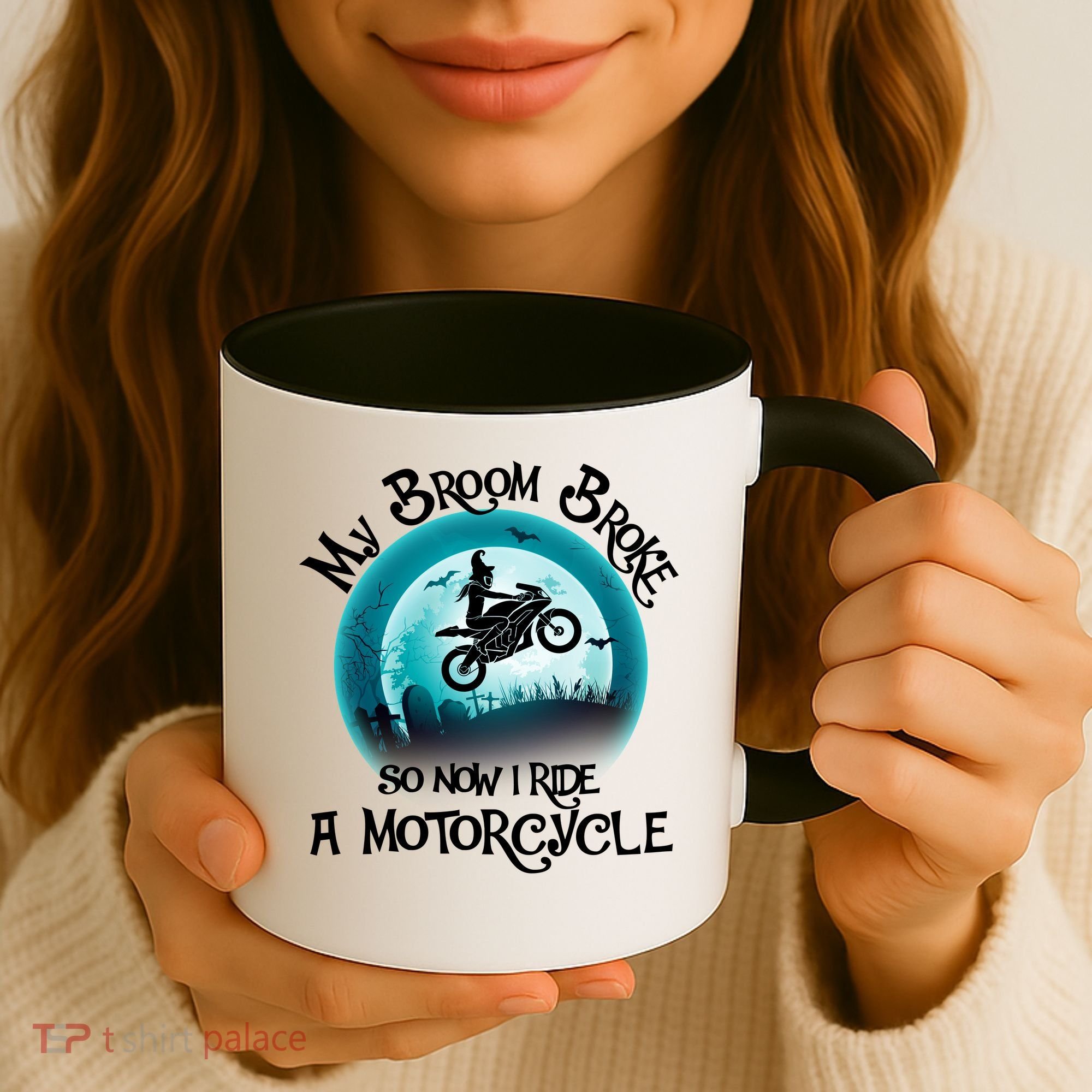 Funny Halloween My Broom Broke So Now I Ride A Motorcycle Coffee Mug