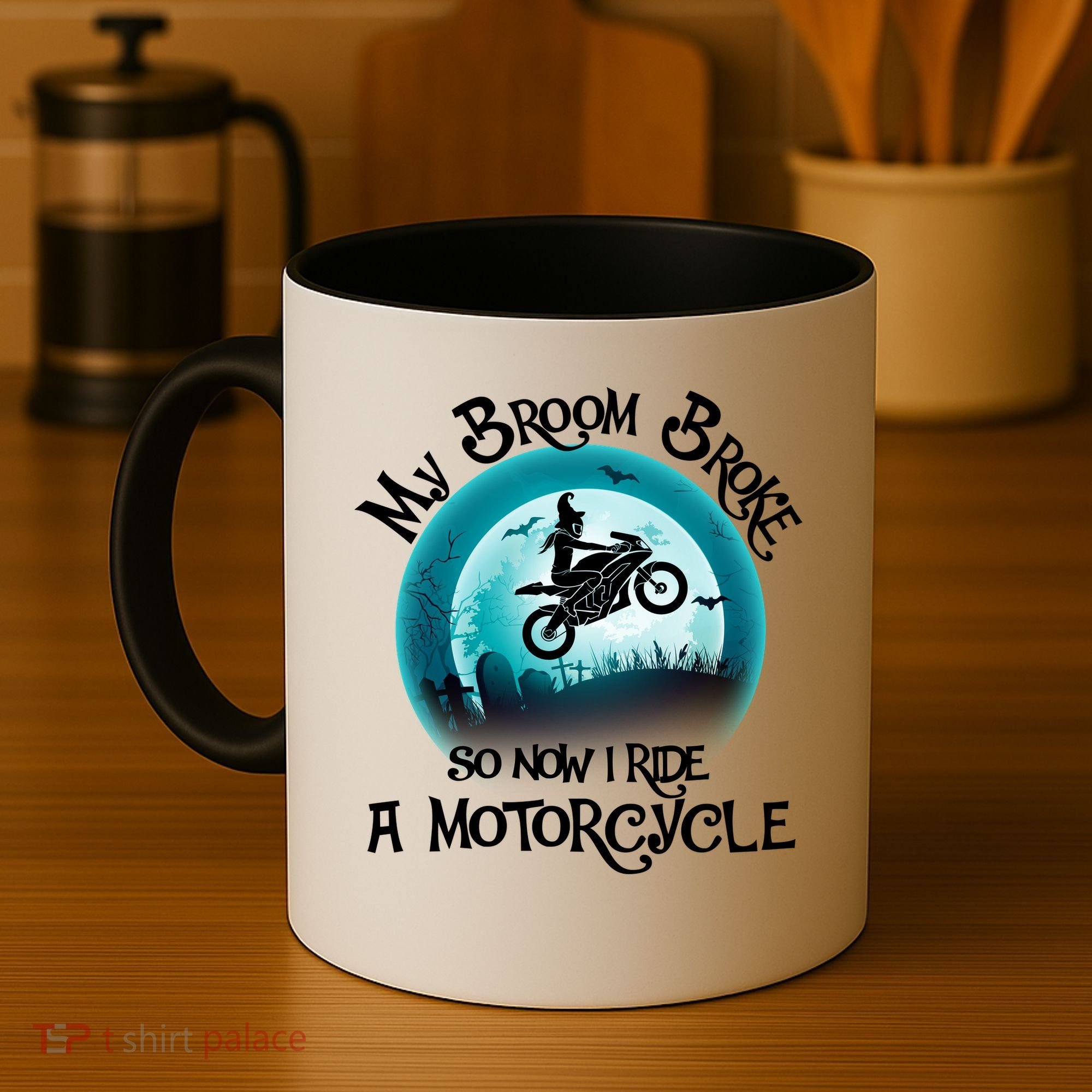 Funny Halloween My Broom Broke So Now I Ride A Motorcycle Coffee Mug