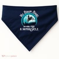 Funny Halloween My Broom Broke So Now I Ride A Motorcycle USA-Made Doggie Bandana thumb 0
