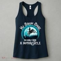 Funny Halloween My Broom Broke So Now I Ride A Motorcycle Women's Tank Top thumb 3