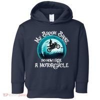 Funny Halloween My Broom Broke So Now I Ride A Motorcycle Toddler Hoodie thumb 0
