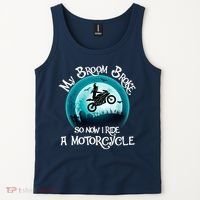 Funny Halloween My Broom Broke So Now I Ride A Motorcycle Tank Top thumb 2