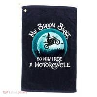 Funny Halloween My Broom Broke So Now I Ride A Motorcycle Golf Towel thumb 0