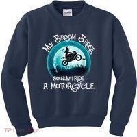 Funny Halloween My Broom Broke So Now I Ride A Motorcycle Kids Sweatshirt thumb 0
