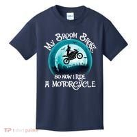Funny Halloween My Broom Broke So Now I Ride A Motorcycle Kids T-Shirt thumb 0
