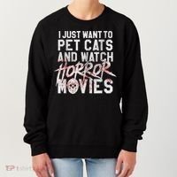 Funny Horror Movie Fan Halloween Cat Lover Gift Women's Sweatshirt thumb 0