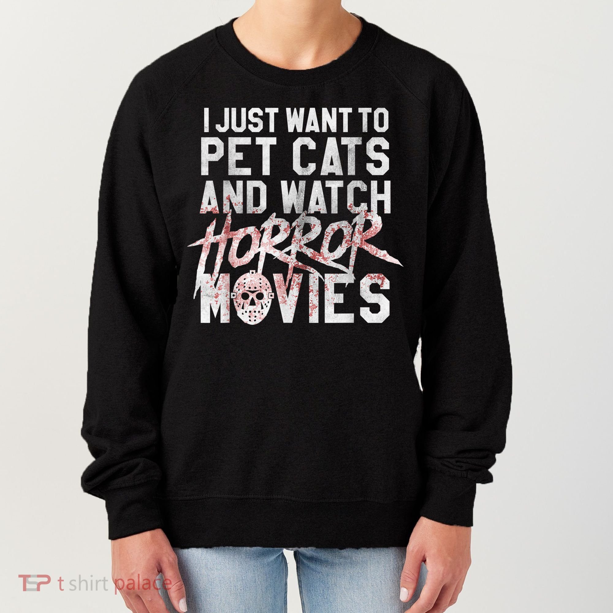 Funny Horror Movie Fan Halloween Cat Lover Gift Women's Sweatshirt