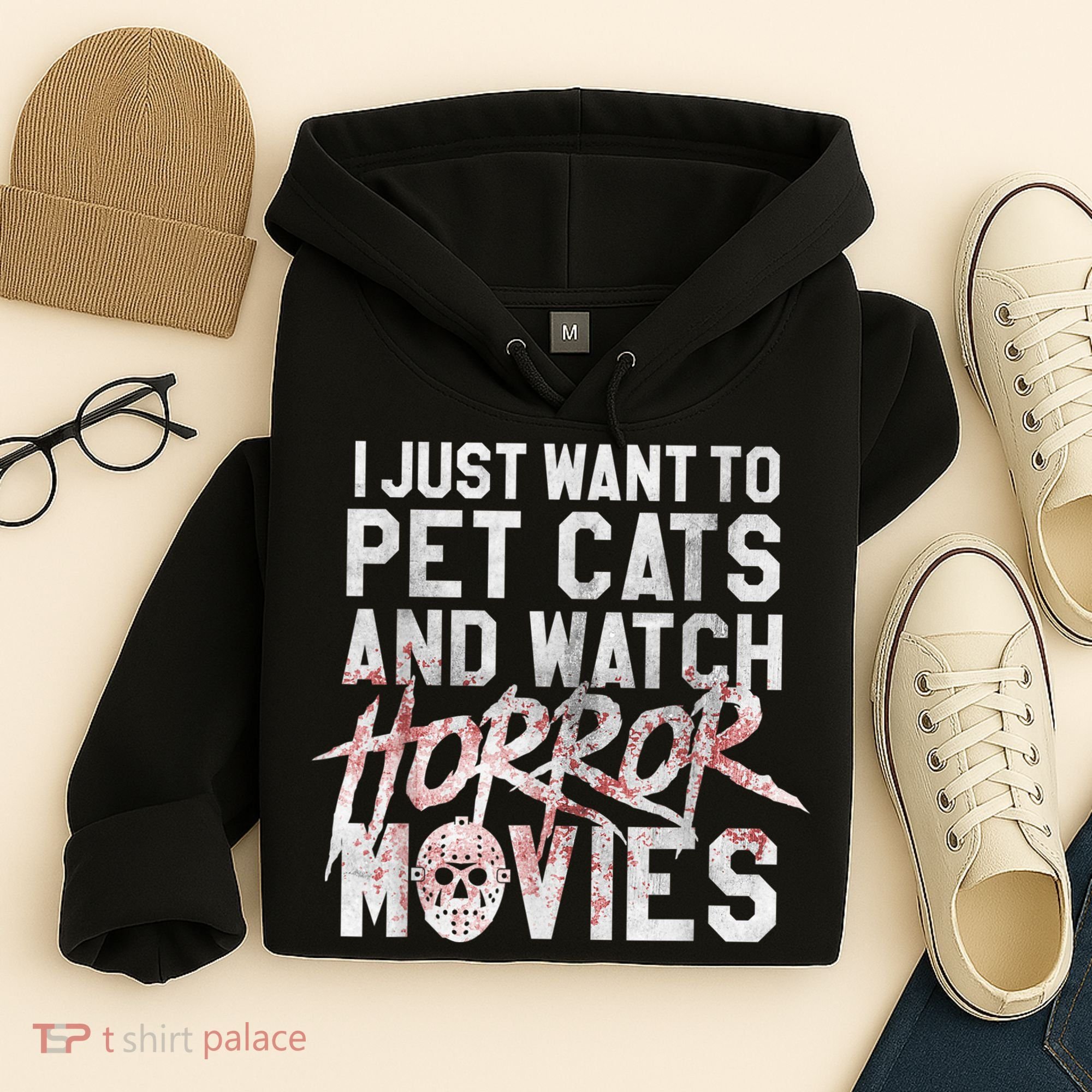 Funny Horror Movie Fan Halloween Cat Lover Gift Hoodie