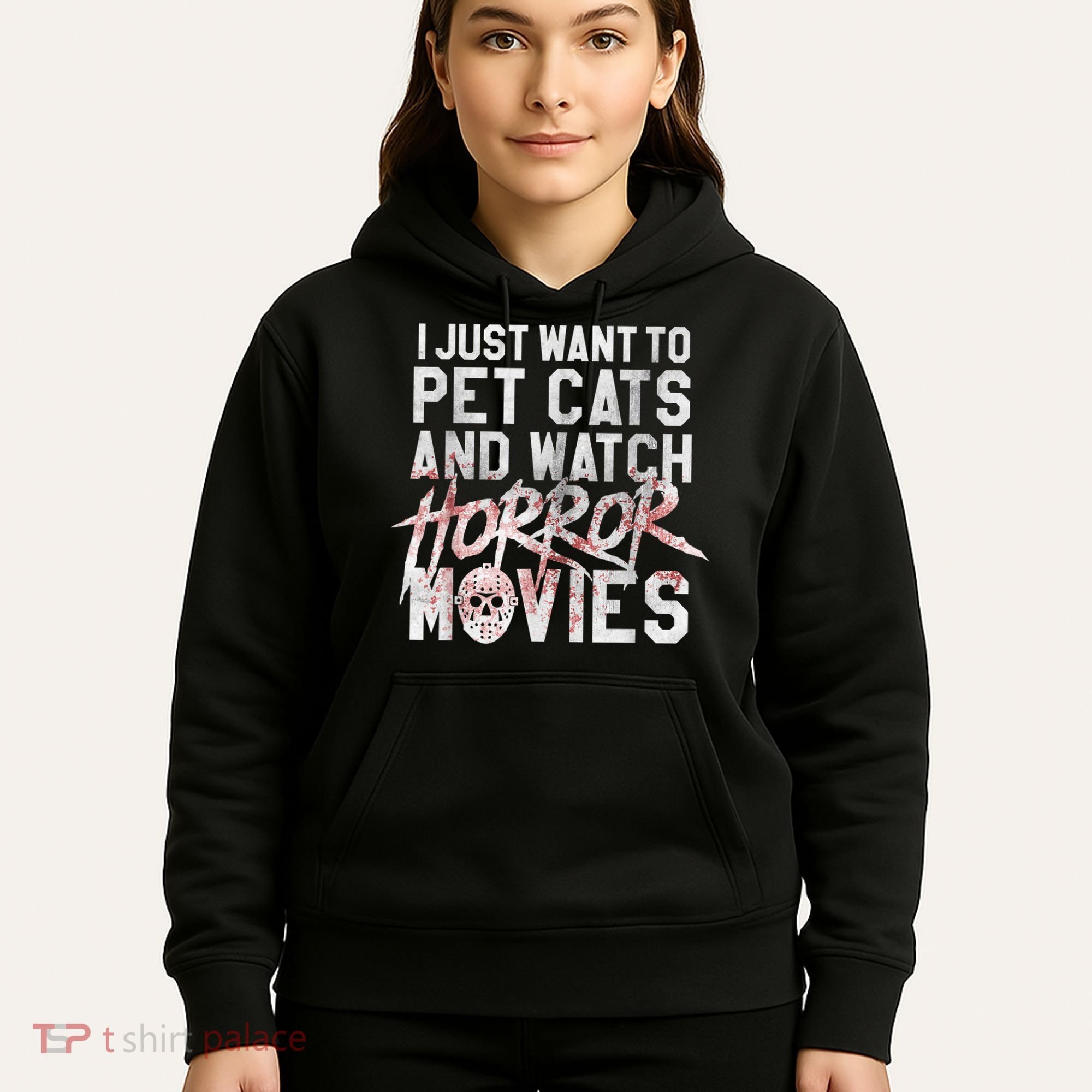Funny Horror Movie Fan Halloween Cat Lover Gift Hoodie