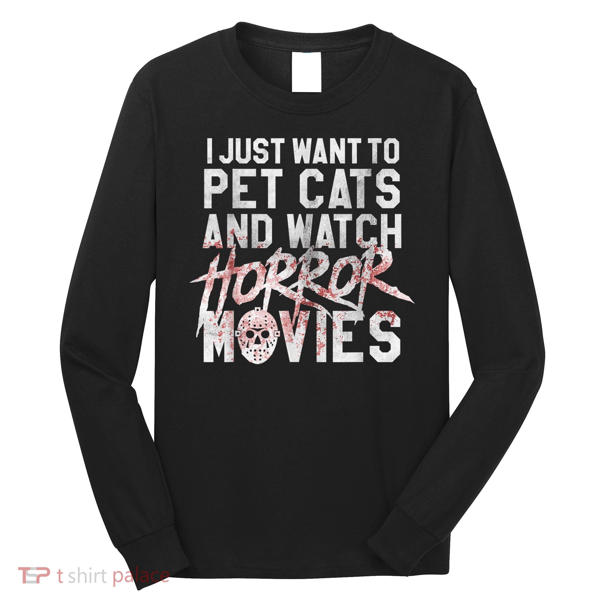 Funny Horror Movie Fan Halloween Cat Lover Gift Long Sleeve Shirt
