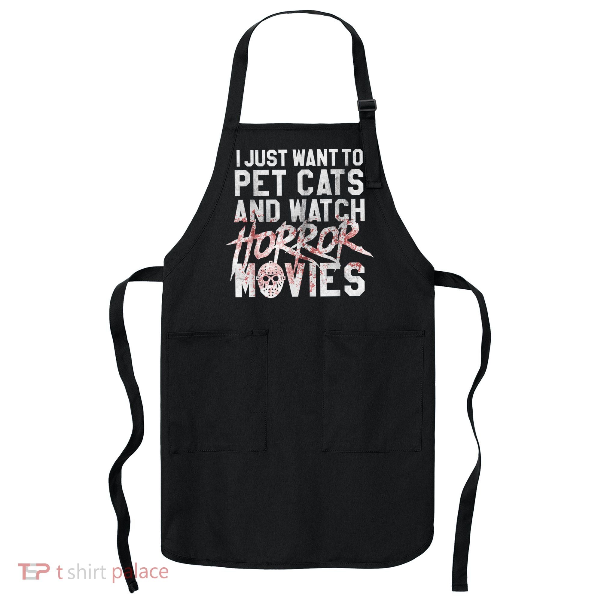 Funny Horror Movie Fan Halloween Cat Lover Gift Apron