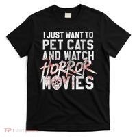 Funny Horror Movie Fan Halloween Cat Lover Gift T-Shirt thumb 0