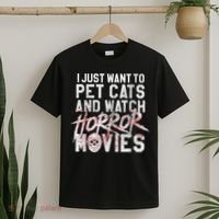 Funny Horror Movie Fan Halloween Cat Lover Gift T-Shirt thumb 2