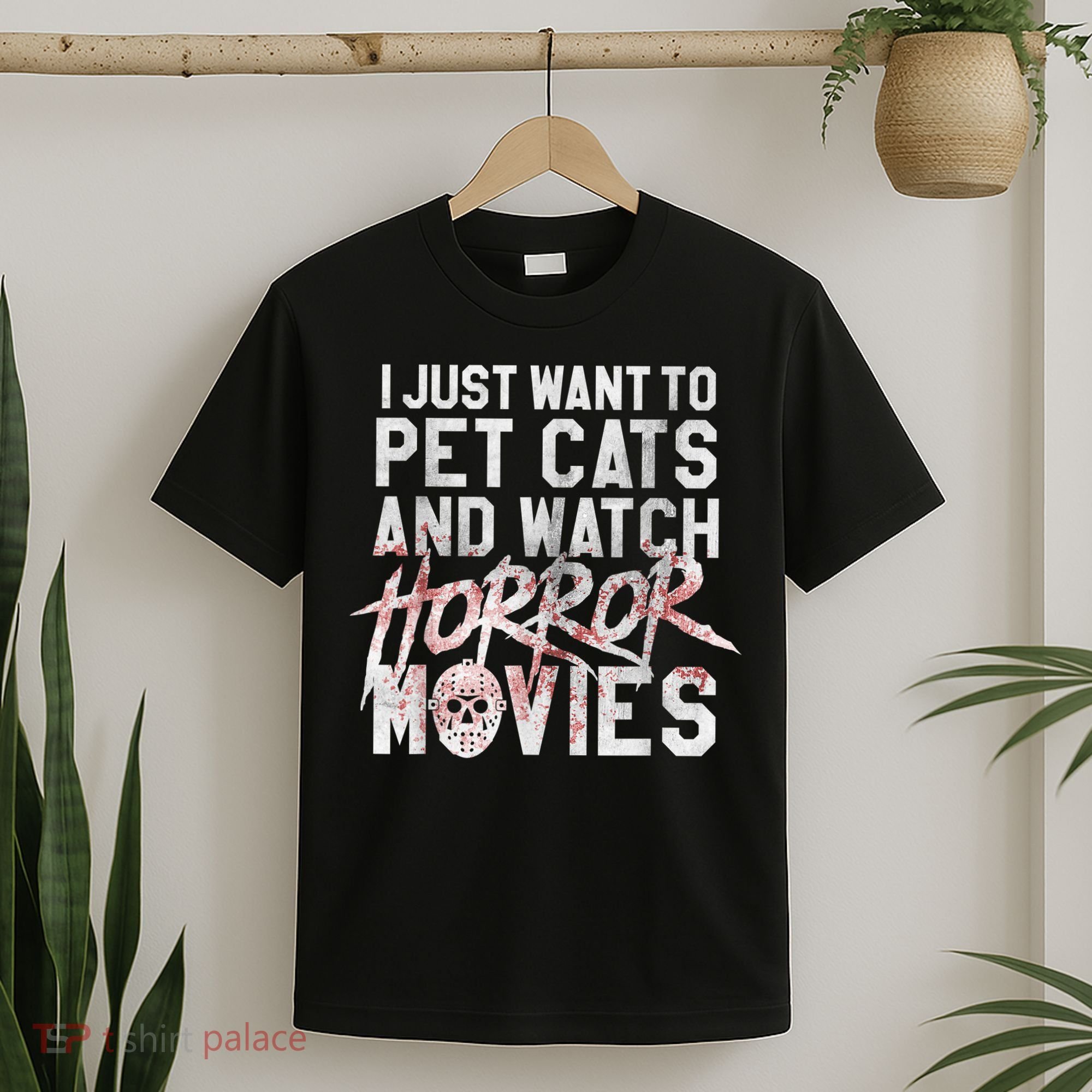 Funny Horror Movie Fan Halloween Cat Lover Gift T-Shirt
