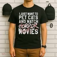 Funny Horror Movie Fan Halloween Cat Lover Gift T-Shirt thumb 6