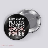 Funny Horror Movie Fan Halloween Cat Lover Gift Button thumb 0