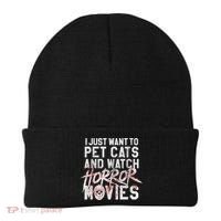 Funny Horror Movie Fan Halloween Cat Lover Gift Beanie thumb 0