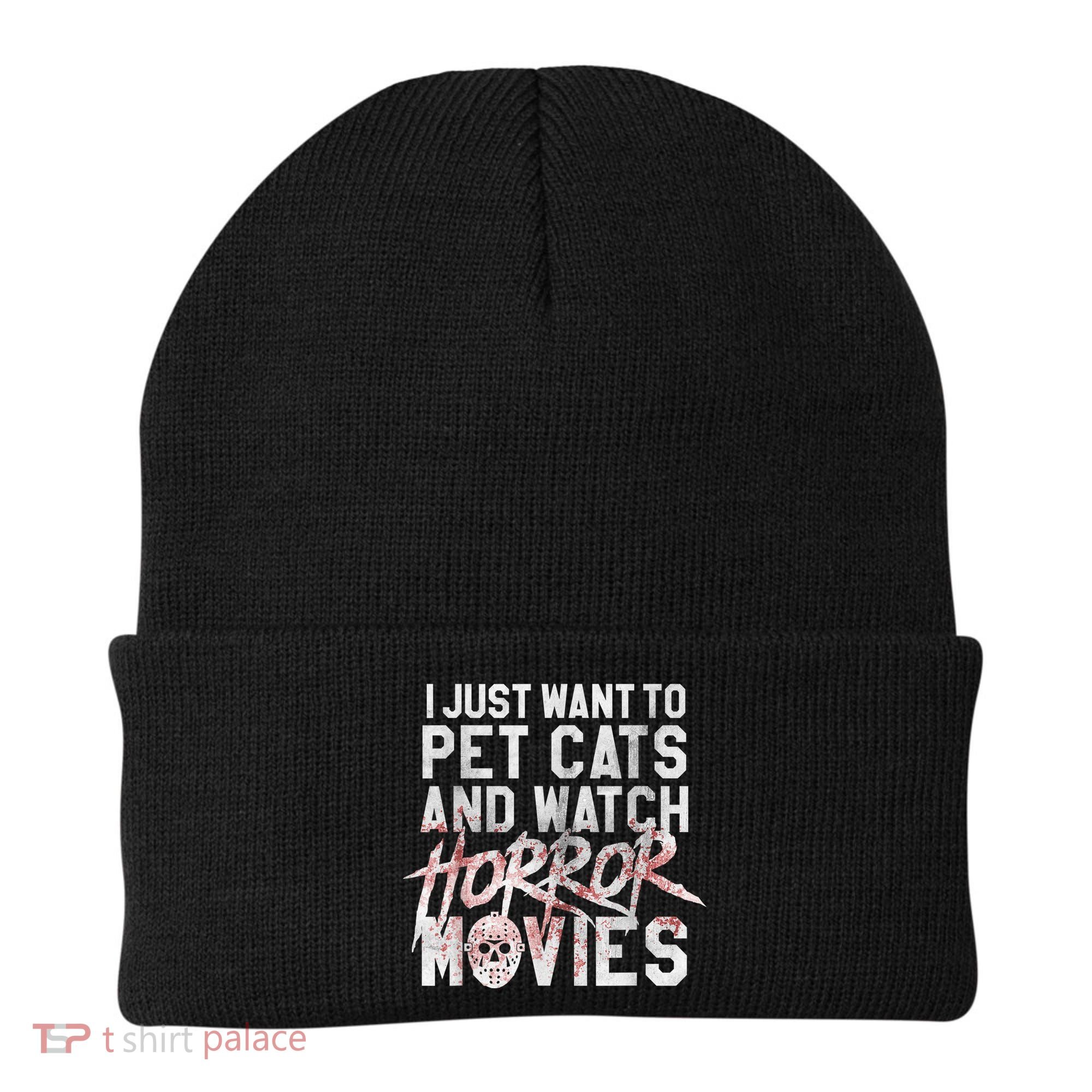 Funny Horror Movie Fan Halloween Cat Lover Gift Beanie