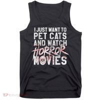 Funny Horror Movie Fan Halloween Cat Lover Gift Tank Top thumb 0