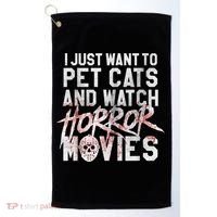 Funny Horror Movie Fan Halloween Cat Lover Gift Golf Towel thumb 0