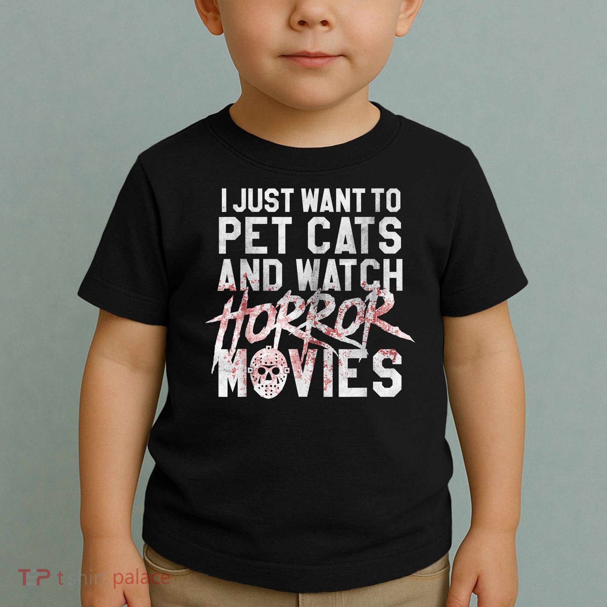Funny Horror Movie Fan Halloween Cat Lover Gift Toddler T-Shirt