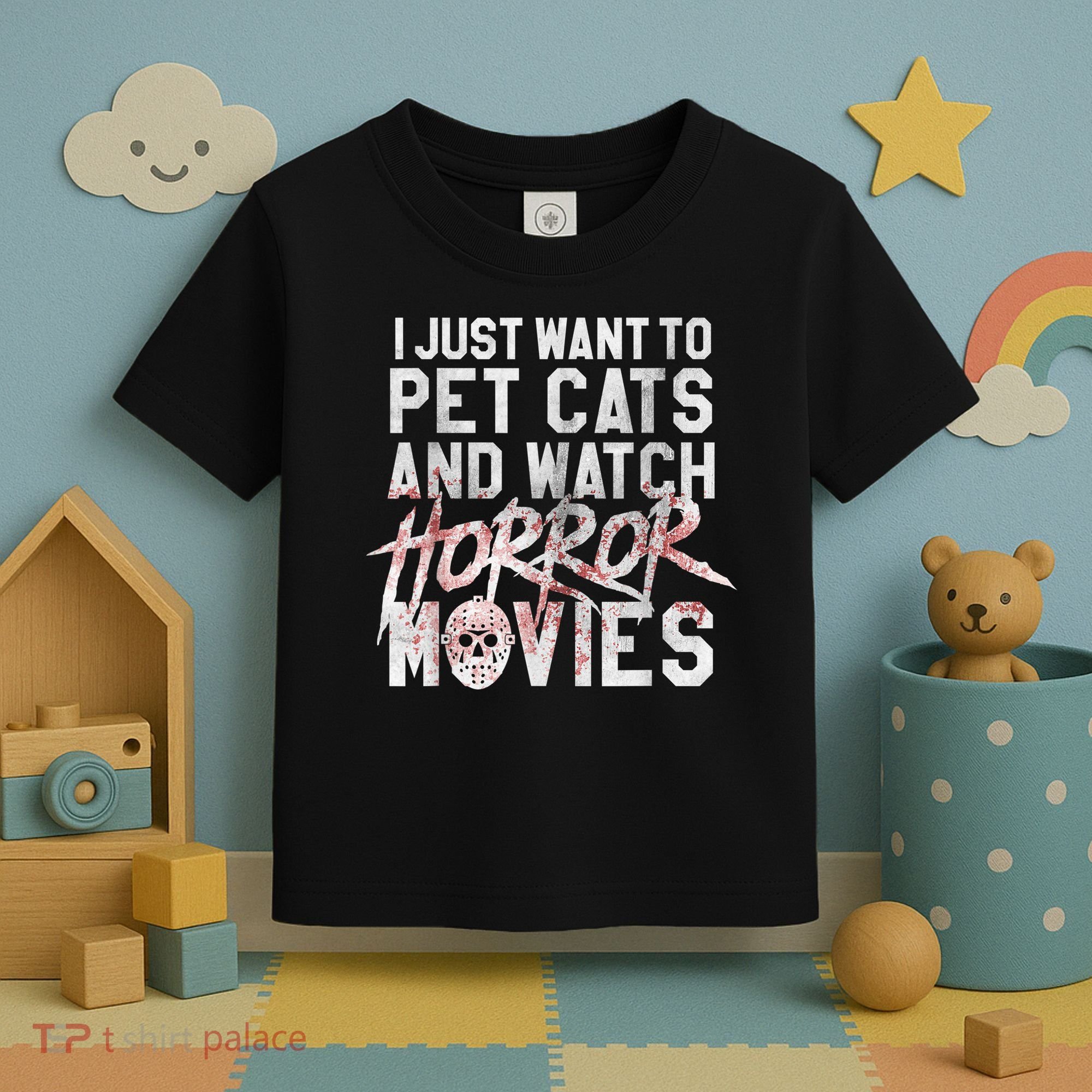 Funny Horror Movie Fan Halloween Cat Lover Gift Toddler T-Shirt