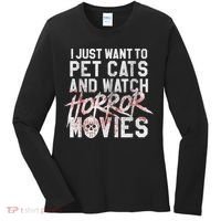 Funny Horror Movie Fan Halloween Cat Lover Gift Women's Long Sleeve Shirt thumb 0