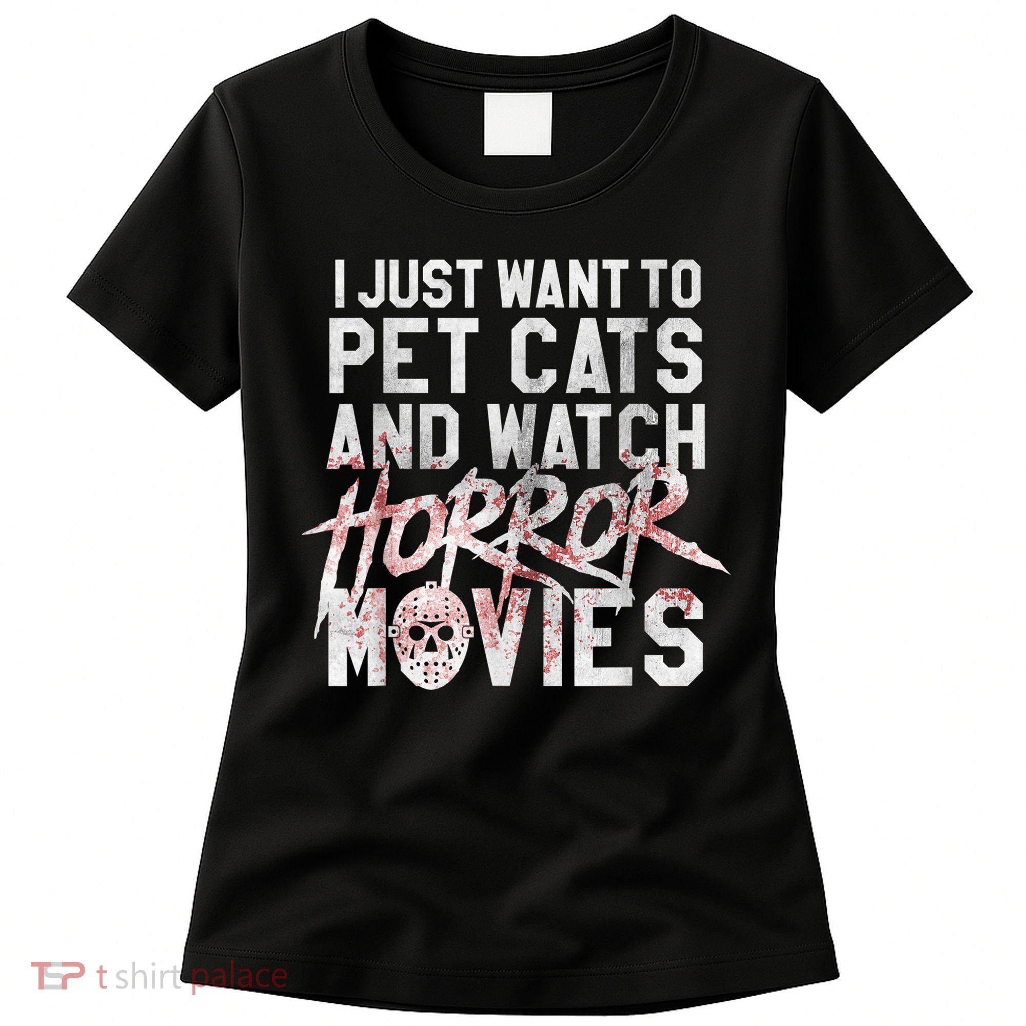 Funny Horror Movie Fan Halloween Cat Lover Gift Women's T-Shirt