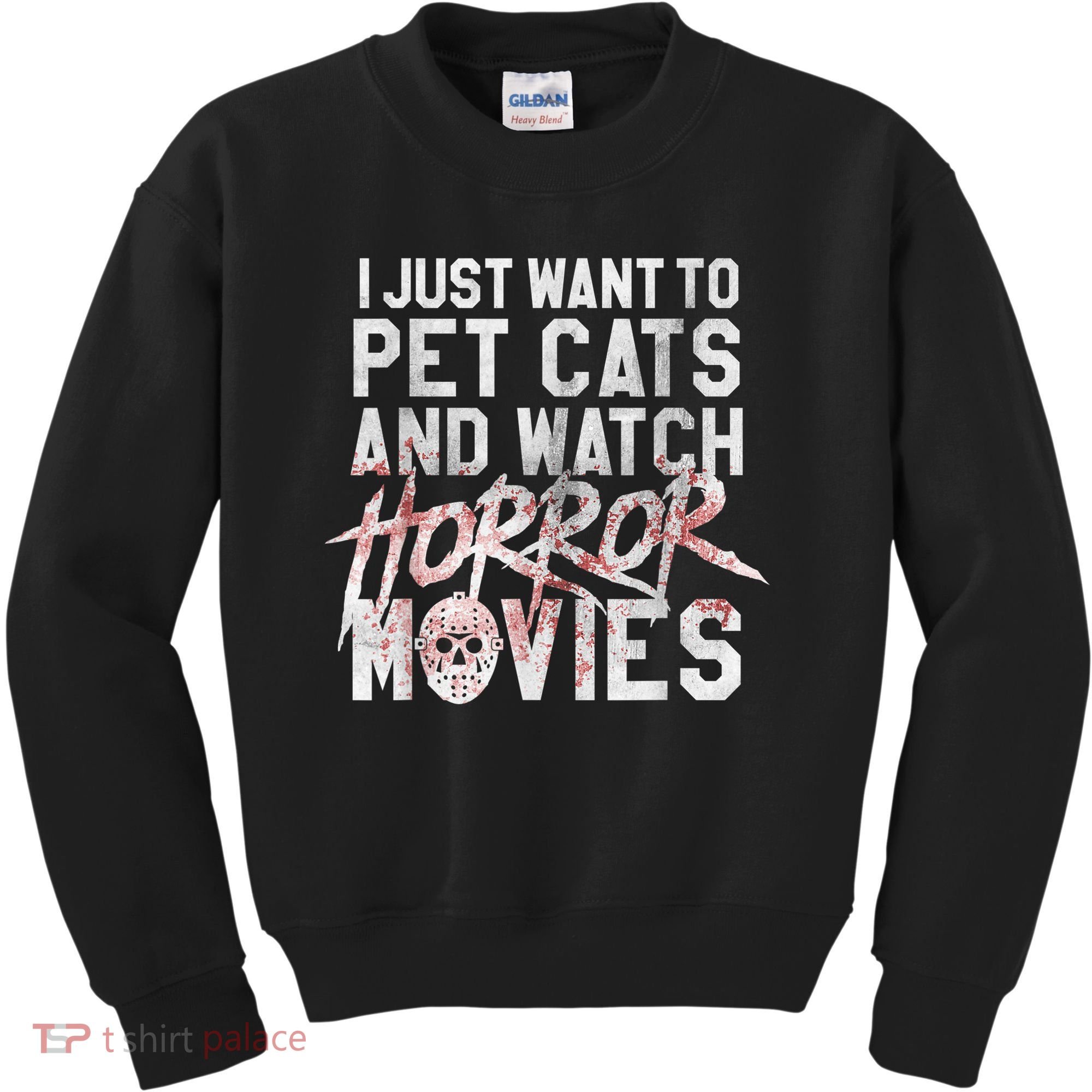 Funny Horror Movie Fan Halloween Cat Lover Gift Kids Sweatshirt