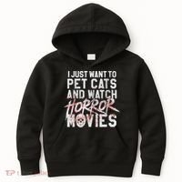 Funny Horror Movie Fan Halloween Cat Lover Gift Kids Hoodie thumb 0
