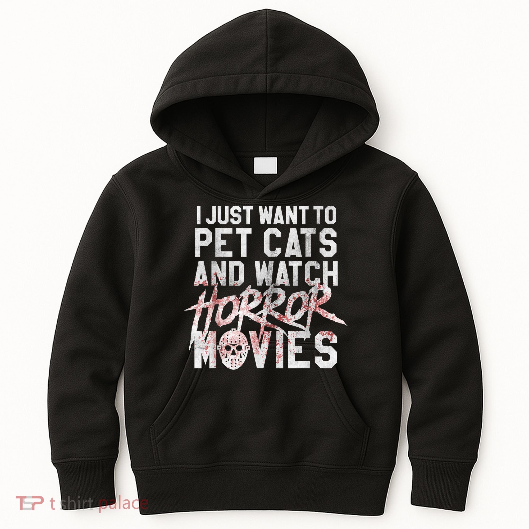 Funny Horror Movie Fan Halloween Cat Lover Gift Kids Hoodie