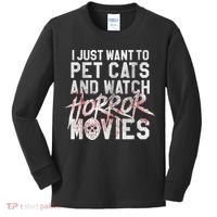 Funny Horror Movie Fan Halloween Cat Lover Gift Kids Long Sleeve Shirt thumb 0