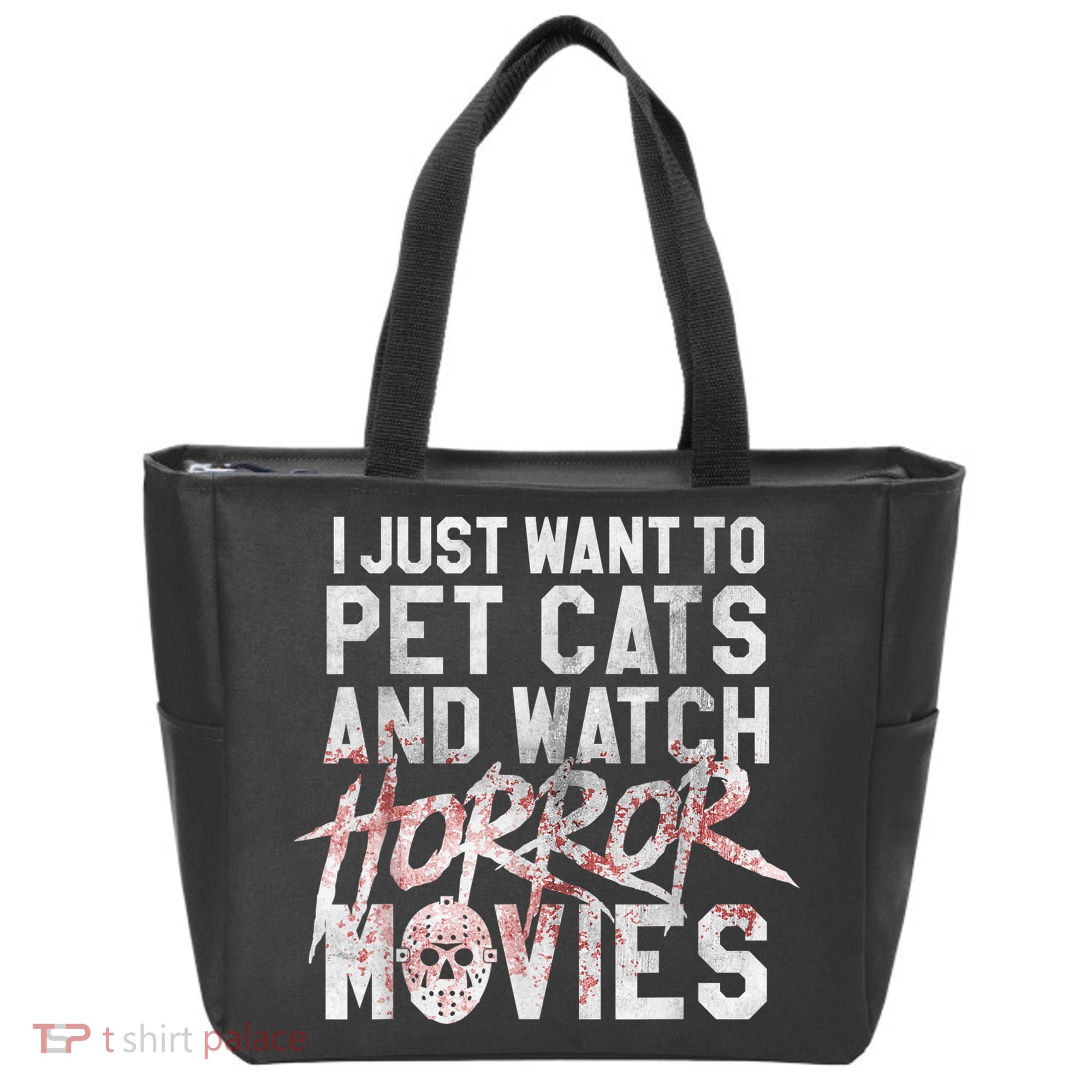 Funny Horror Movie Fan Halloween Cat Lover Gift Tote Bag