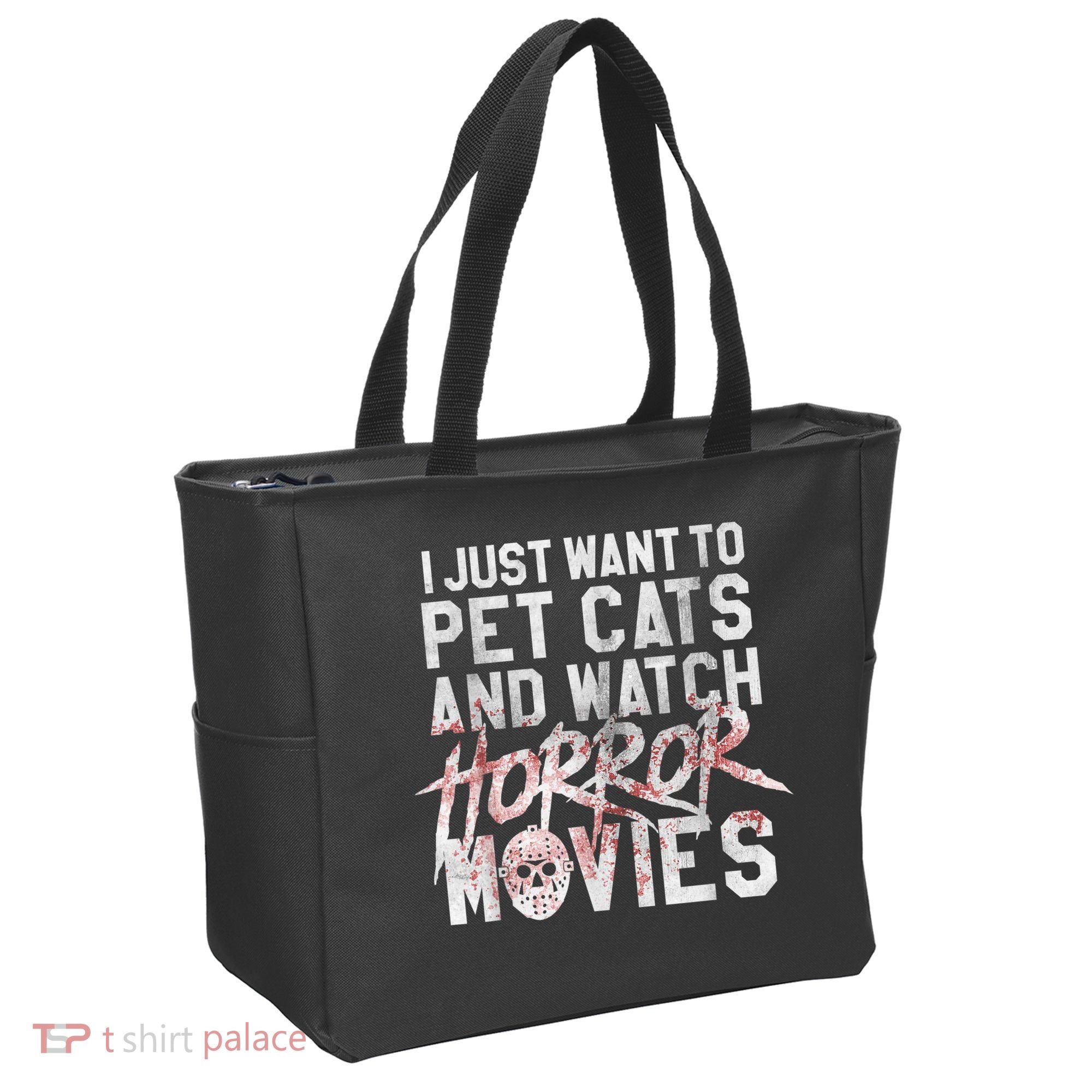 Funny Horror Movie Fan Halloween Cat Lover Gift Tote Bag