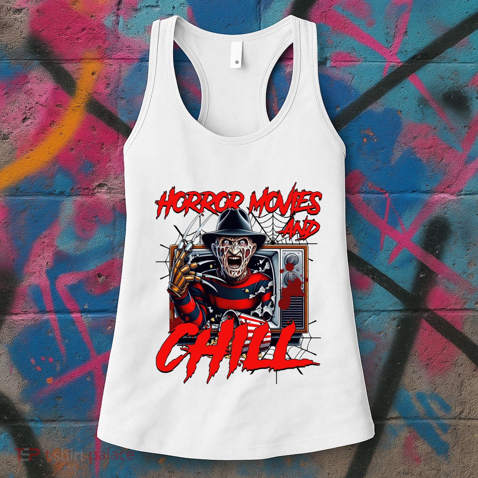 Freddy Horror Movies And Chill Scary Halloween Women's Tank Top